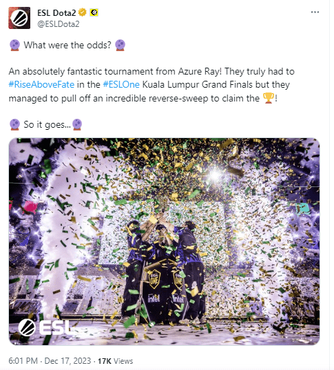 Azure Ray распалась несмотря на успех на ESL One Куала-Лумпур — изображение 3