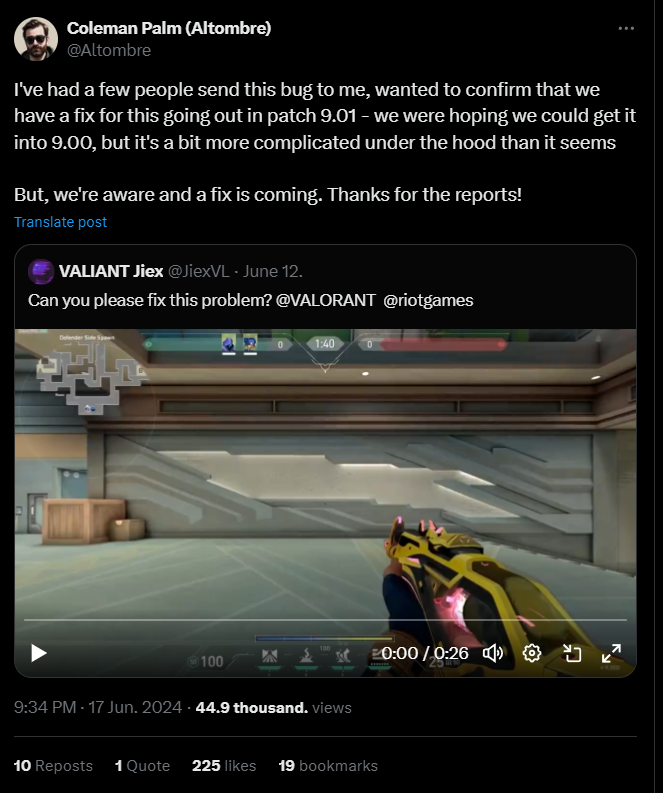 Riot Games планирует исправить ошибку с отображением траектории подобранного оружия в патче 9.01 — изображение 2