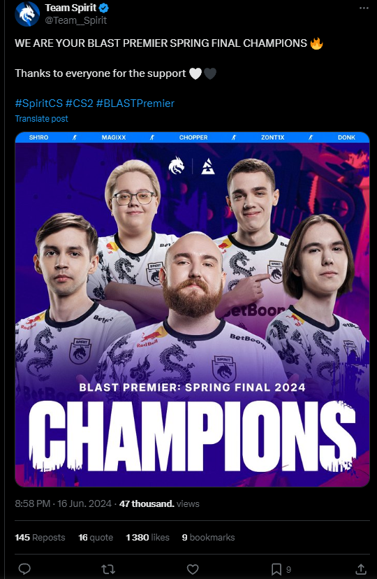 Командный дух победил Natus Vincere в финале весны BLAST Premier — изображение 3