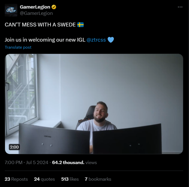 GamerLegion объявила о подписании нового капитана — изображение 2