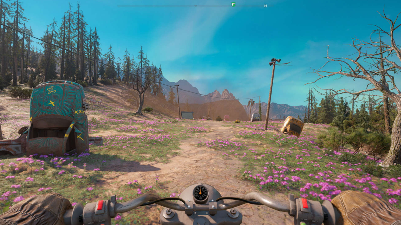 Far Cry New Dawn on a motorcycle