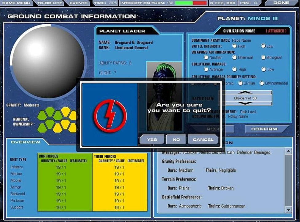 Master of Orion 3 меню