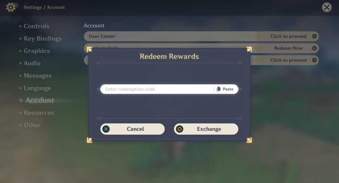 Где вводить промокоды в Genshin Impact