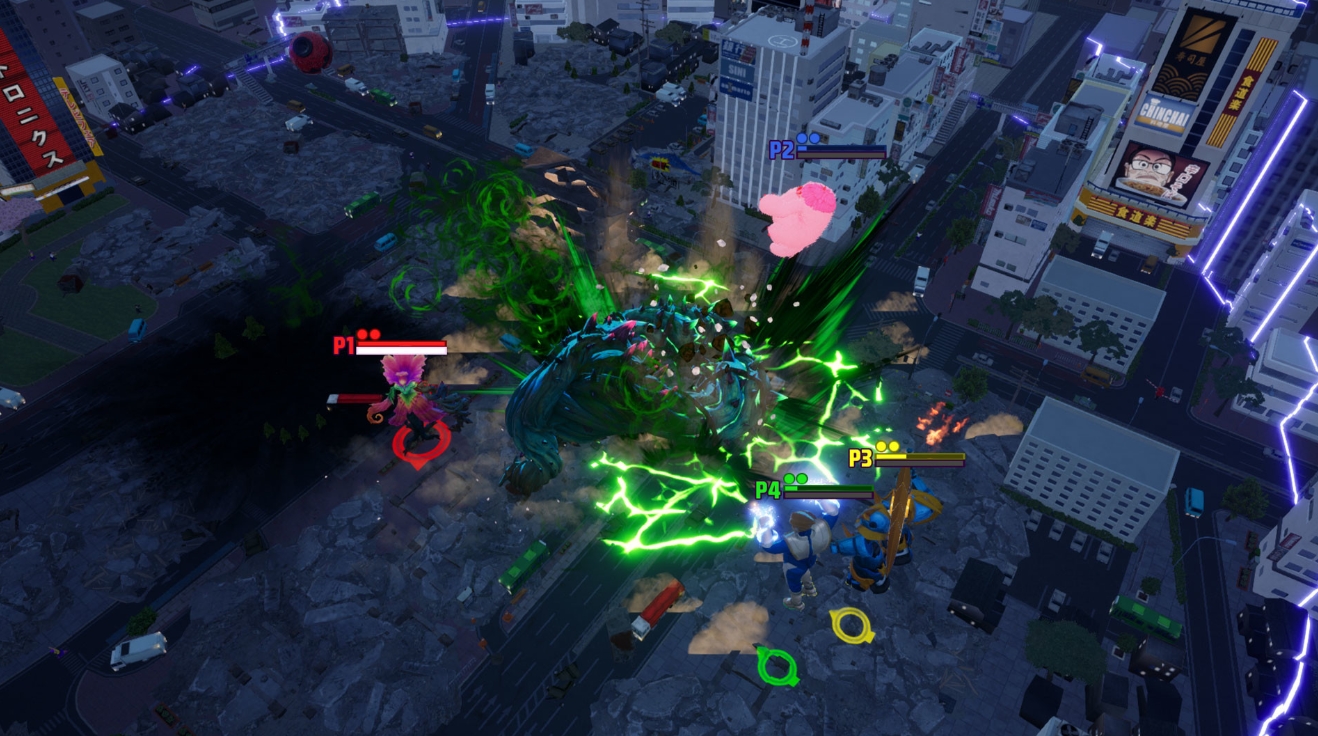 Множество титанов сражаются со взрывоопасными эффектами на городской арене