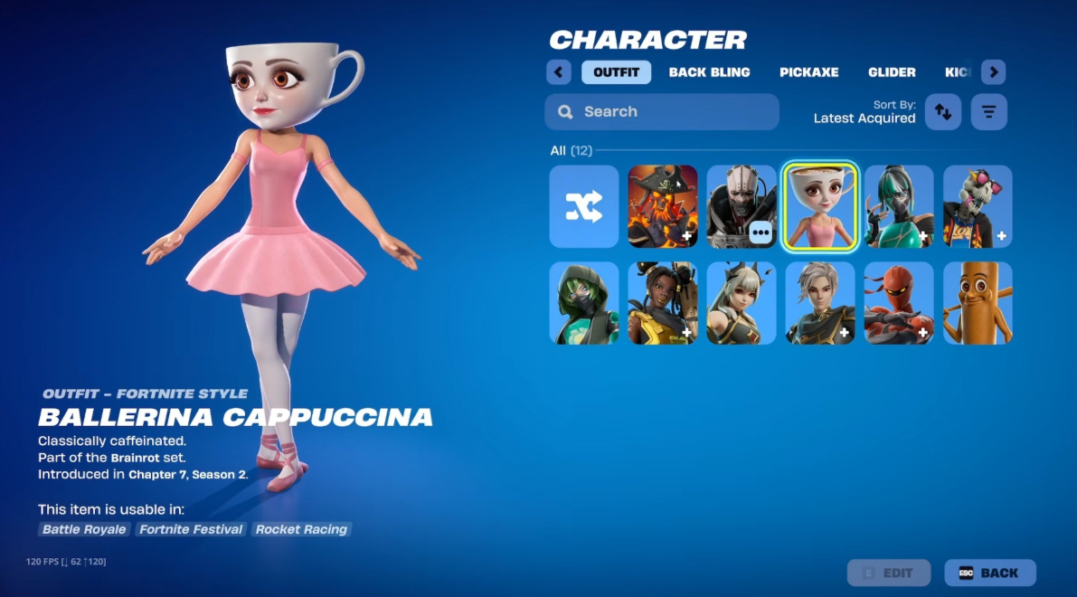 Brainrot Bundle в Fortnite: полный обзор скинов Тунг Тунг Сахур и Балерина Капучино из TikTok-мемов — изображение 4